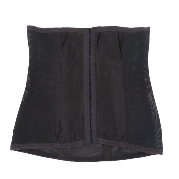 Rago Women Small 26 Solid Black 821 Satin Panel Waist Cincher Boning Hook Eye - Picture 1 of 12
